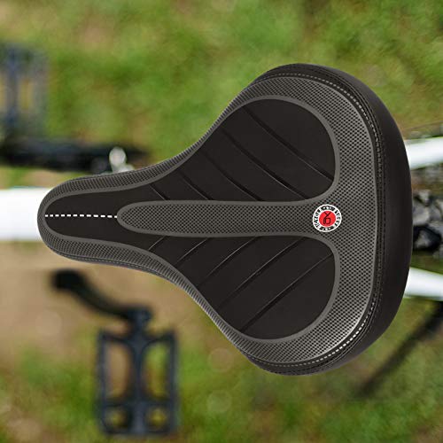BESPORTBLE Assento de bicicleta de couro universal acolchoado espesso com luz para ciclismo de monta