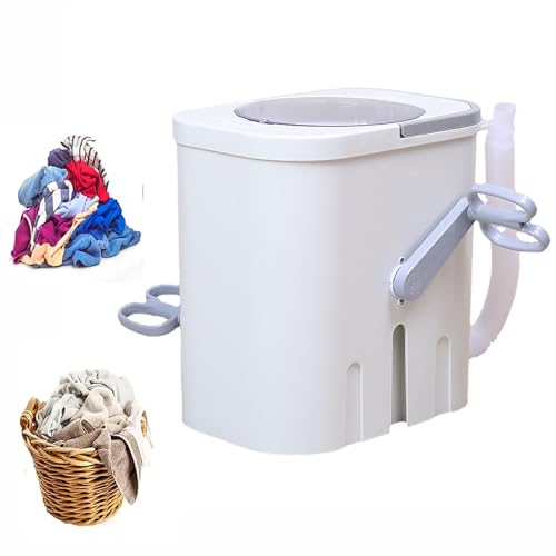 ポータブル非電気手動洗濯機、コンパクトハンドクランクロータリー洗濯機、手動衣類絞り器、省力洗濯代替品、寮、アパート、キャンプ用小型携帯洗濯機
