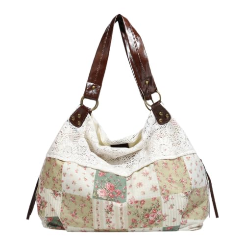 WMFASBAG Shoulder Bag for Women Vintage Floral Shoulder Tote Bags Cottagecore Lace Tote Handbag Daily Outings & Dating Handbags