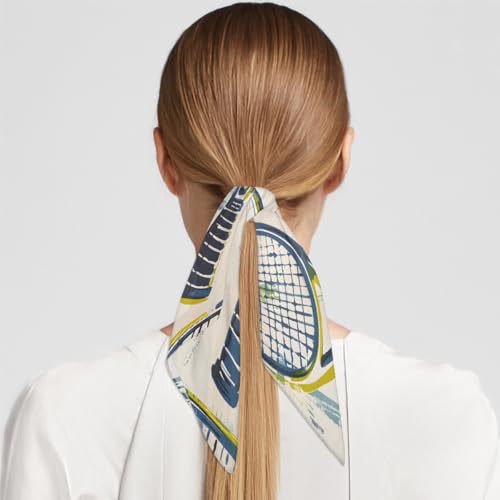 KOBLEN Tennis Silk Scarf 23.6x23.6 Inch Square Neck Scarf for Women Breathable Lightweight Neckerchief Silk Head Scarf Hair Wrap4