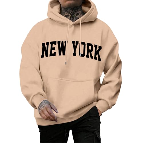Oversized Hoodies for Men - City Printed Oversized Casual Hoodies - Drop Shoulder Pullover Tops Travel Fashion Clothes