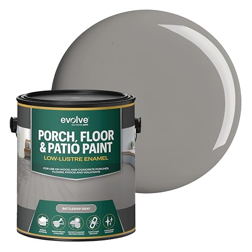 EVOLVE Porch & Floor Paint (Battleship Gray) 1-Gallon – Durable, Scratch-Resistant, Multi-Surface Interior & Exterior Floor Coating, Low VOC, Fade & Weather Resistant