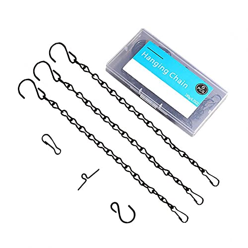 HOMDO 6 Stück 24cm Ketten zum Aufhängen Blumenampeln zum Aufhängen mit Haken und Clip für Vögel, Blumentöpfe, Laternen, Billboard, Blumentopf und Mehr Schwarz Cover
