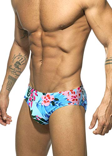 MIZOK Men's Ployester Swimsuit Bikini Briefs with Adjustable Drawstring2