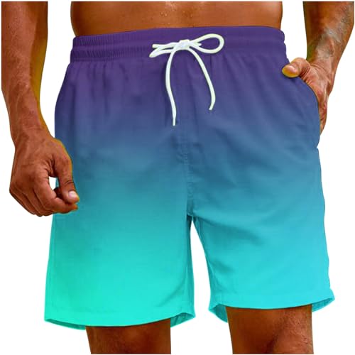 Muscularfit Swimming Trunks for Men Drawstring Color Block Elastic Waist Bathing Suits Hawaiian Beach Shorts with Pockets4