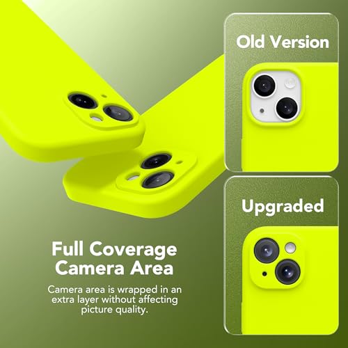 Image of Magnetic for iPhone 13 Case, Compatible with MagSafe, [Full Camera Protection] [Screen Protector] Silicone Shockproof Protective Phone Case for iPhone 13 6.1 inch, Fluorescent Green