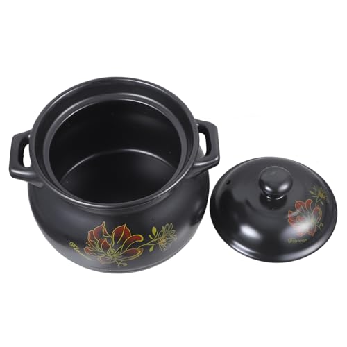 Alipis Olla De Para Estofado y Sopa 4 Litros Negra Con Ventilación Material Cerámico Ahorro De Energía Cocina Casera