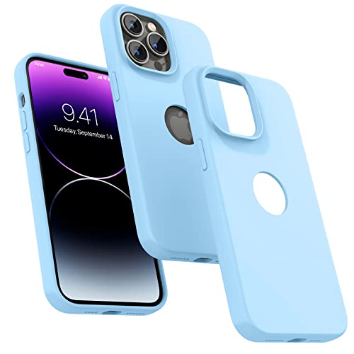 Image of eller sante Liquid Silicon Logo-Cut for iPhone 14 Pro Case Cover, Soft TPU, Shockproof, Scratch Resistant, 6 Feet Drop Protection, Compatible with iPhone 14 Pro Back Cover - Sierra Blue
