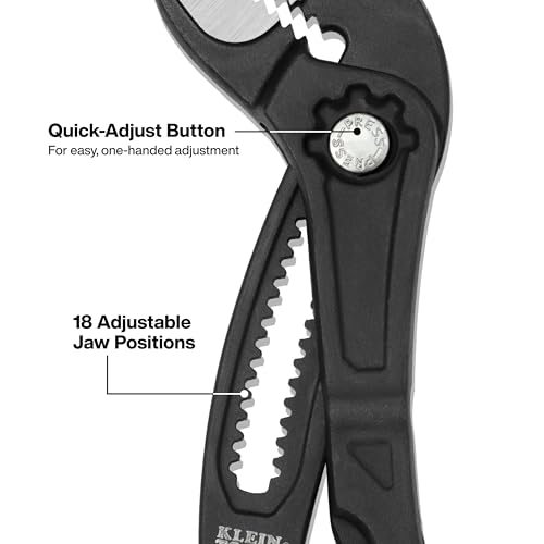 Klein Tools D50512BS 12-Inch Straight Jaw Quick-Adjust Pump Pliers, Adjustable Pliers, Heavy-Duty Hand Tool with Serrated Teeth by KLEIN TOOLS - Used condition - Image 4