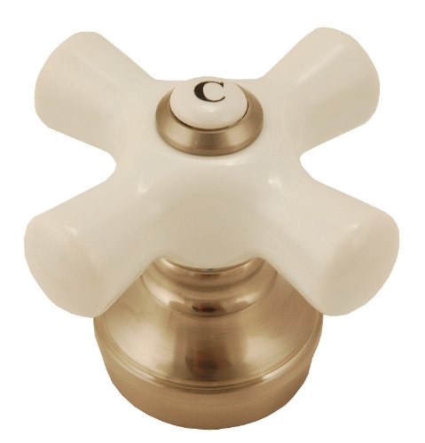 3-Handle Tub & Shower Faucet, Satin Nickel Finish, Porcelain Handle, Compression Stems - By Plumb Usa #TOP2