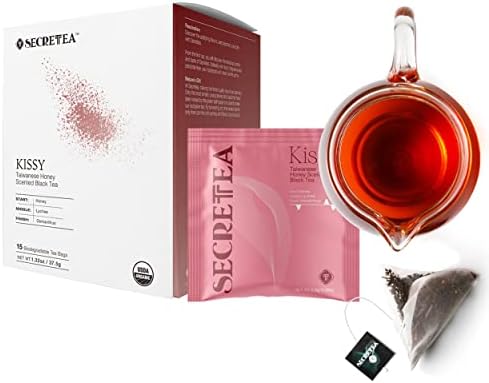 Organic TAIWAN Honey Scented Black tea bag |Sugar Free Good for Cold brew Tea | Natural Antioxidants , 15 Sachet Tea Bags | By T SECRETEA, Kissy