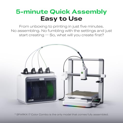Creality SPARKX I7 Combo 3D Printer, Multi Color with CFS Lite AI Photo to 3D Printing 500mm/s High Speed Auto-Leveling RGB Light 95% Pre-Assemble Essential Parts Low Noise 10.24×10.24×10 inch