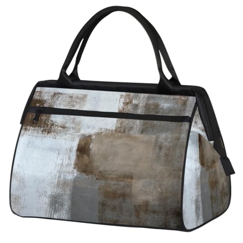 Borsone da viaggio grigio arte moderna pittura per donne uomini 24L borsa da weekend da da da da Colore 24L UK Organizer per borse