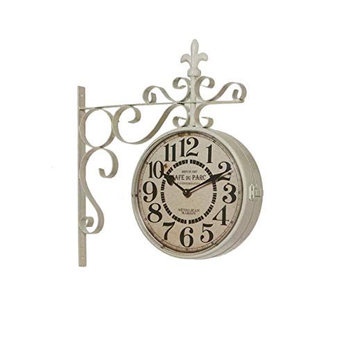 L'arte di Nacchi Orologio Stazione da Parete Metallo Bianco 38x43 cm HU-466