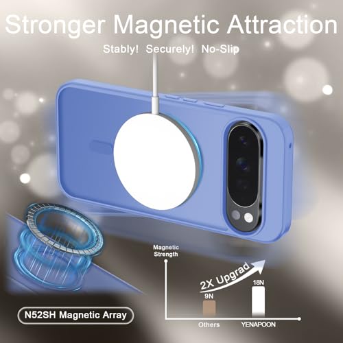 Image of for Google Pixel 10 /10 Pro Case, Matte Magnetic Phone Cover [with 1 Screen Protector] [Support for MagSafe] [Shockproof Military Grade Protection] Translucent Frosted Back, Purple