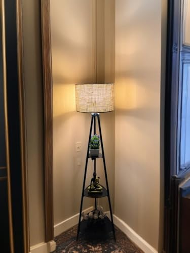 Image of Metal Floor Lamp with Shelves Stylish Standing Lamp for Living Room Decoration Bedroom Bedside Corner Stand Aesthetic Home Decor(1)