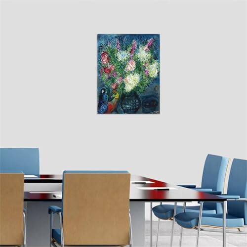 Reproduction tableau célèbre fleurs dans un vase impression textile haut de gamme