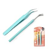 EUZUXU 2 Stück Zeckenzange, aus Hochwertigem Edelstahl Problemlos Zecken Entfernen, für Hund/Katze/Menschen, Zeckenzangen Set zum Entfernen von Zecken jeder Größe