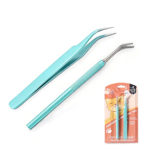 EUZUXU 2 Pièces Pince à Tiques en Acier Inoxydable, Facile, Rapide et sans Douleur, pour Les Humains, Chiens, Chats, Animaux de Compagnie