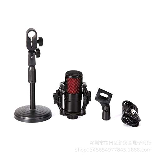 Microfone de estúdio de mesa, microfone condensador profissional para PC com suporte, conector de 3,