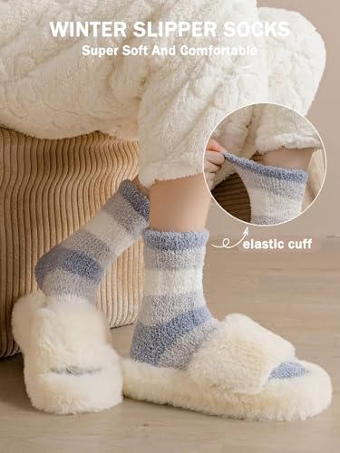 Image of Ginmewrae Fuzzy Socks for Women, Mothers Day Gifts Cozy Warm Fluffy Socks Thick Slipper Socks Birthday Valentine's Day Gifts