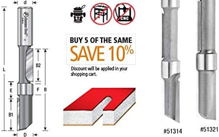 Amana Tool - 51314 Carbide Tipped Stagger Tooth Plunge Panel with Center Pilot 1/2 Dia x 2