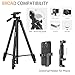 60″ Camera Tripod Lightweight Travel Tripod Stand Compatible with Canon Nikon DSLR Cameras with Wireless Remote Phone Holder and Bag Max Load 6.6 LB Black