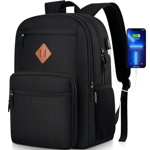 YAMTION Mochila preta, mochila escolar para adolescentes e adultos, casual, para laptop de 15,6 polegadas, mochila escolar leve