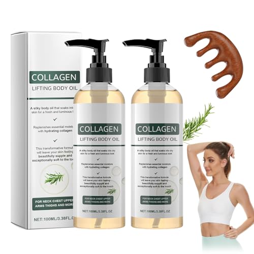 Aceite Corporal Lifting Colágeno,2pc Aceite Corporal Reafirmante,Aceites Corporals Hidratante,Aceites Corporals Nutritivo,para Levantamiento de Colágeno,Arrugas y Estrías