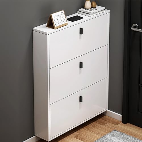 Meuble à chaussures avec 3 tiroirs rabattables et placard mince pour couloir moderne