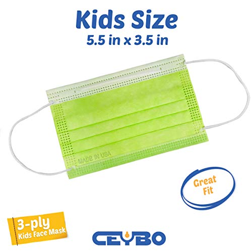 Ceybo CYBKIDSMASK Kids 3-Ply Colored Disposable Face Masks Made In Usa Breathable Childrens Mouth Cover Design Triple Layer Protection For Indoor Outdoor Activities Home School Park Play Travel thumb #3