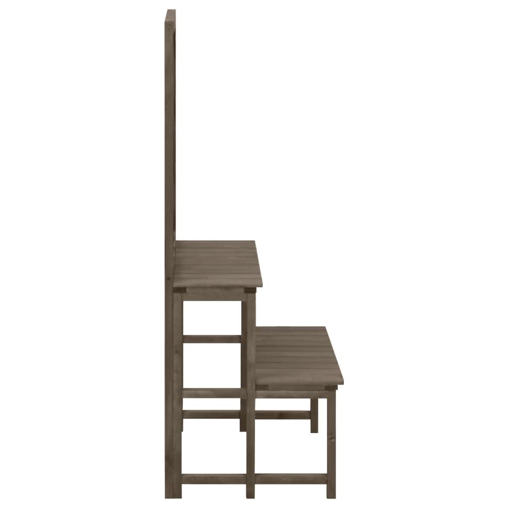 Escalera de madera maciza de abeto con enrejado, gris, 70 x 42 x 115 cm, estantería para plantas exteriores con dos estantes a diferentes alturas, ideal para plantas trepadoras para