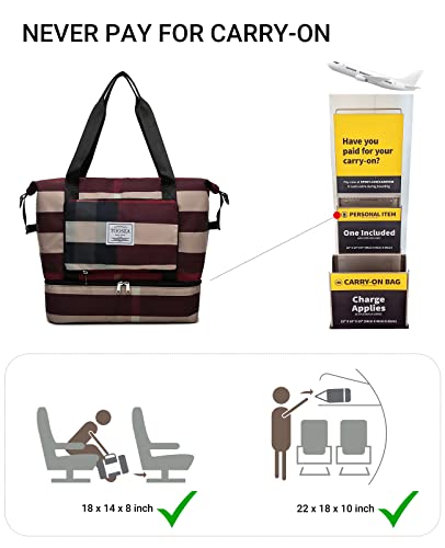 Toosea New Foldable Dry/Wet Separation Travel Duffle Bag For Women Carry On With Shoe Compartment Luggage Sleeve, Large Capacity Folding Travel Tote Gym Bag, Weekender Overnight Bag #TOP3