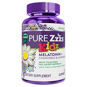 VICKS Pure Zzzs Kidz, Melatonin Sleep Aid Gummies for Kids and Children, Helps Your Child Fall Asleep Naturally, Low…