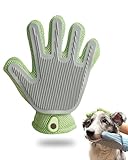 ETIALURE 2-in-1 Katzenhaarentferner Handschuh, Tierhaarentferner Fellpflegehandschuh Hund, Fellhandschuhe für Hunde, Katzen, Pferde und Kaninchen (1 Stück/Grün)