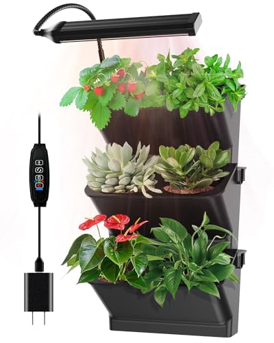 DPROOTS Wall Planters for Indoor Plants with Grow Light & Self Watering System, 6-Pot Vertical...