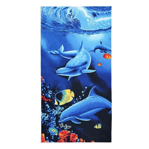 Ailaikei Strandtuch 90x180 cm Badetuch Strandlaken Handtuch Drucken Meeresschildkröte Delphin Velours Frottier Pflegeleicht (6,80x160cm) Cover