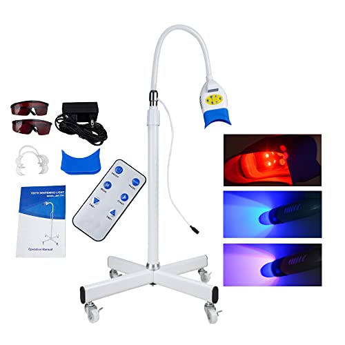 Image of 3 Colors Teeth Whitening Machine LED Light, Mobile 36W Dental Teeth Whitening Lamp Bleaching, Blue /Red /Purple Tooth Whitener Cold Light with Remote Control - 110V