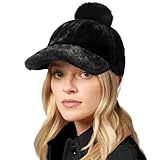 CHOK.LIDS Everyday Winter Fur Baseball Cap for Women Men Fleece Dad Hat Unisex Adjustable Lightweight Polo Style Curved Brim (Black)