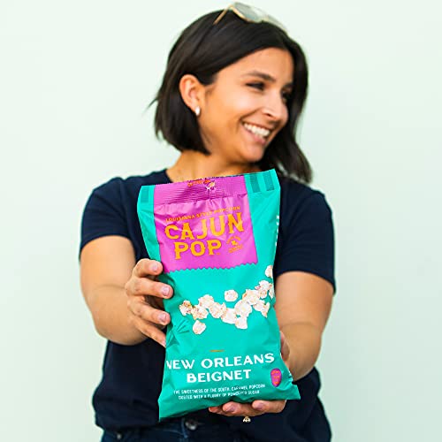 7.5 Oz Family Size Bag - Cajun Pop Gourmet Popcorn Flavored Popcorn Already Popped Without Kernels Chocolate Drizzle, Birthday Popcorn & Movie Night Sweet & Spicy Snacks… (New Orleans Beignet, Family Size - Single Bags) #TOP3