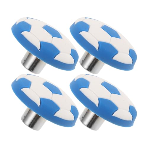 OUNONA Tiradores de Cajón Infantiles de Silicona 4 Piezas Pomos Pequeños Diseño de Fútbol Azul y Blanco Tirador Moderno para Armarios y Cajones Seguros Decoración Habitación
