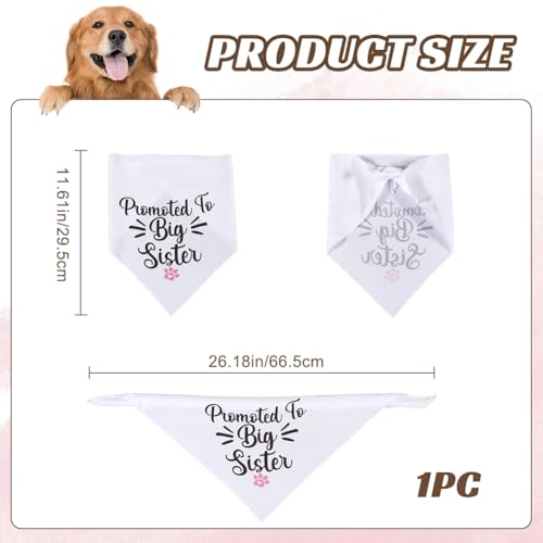 CRASPIRE Promoted to Big Sister Dog Bandana Paw Print Wedding Pet Bandana Washable White Triangle Pet Dog Scarf Engagement Wedding Photo Props Collars Accessories for Pet Dog Lovers Gifts - Image 2