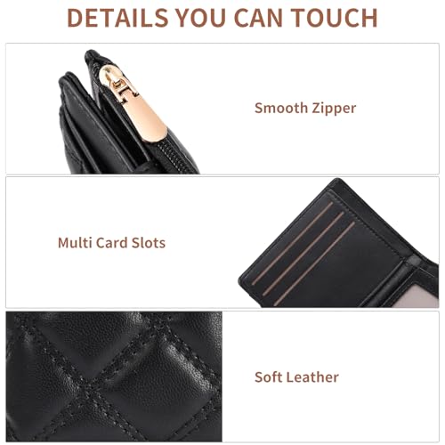 FALAN MULE Small Wallets Woman Leather Bifold RFID Blocking Card Holder With Zipper Coin Pocket4