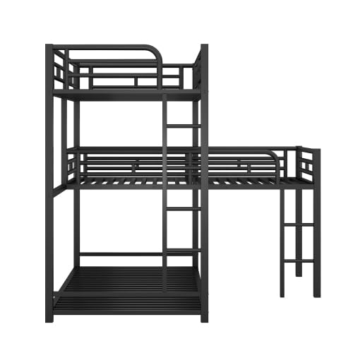 Uocfyk L-Shaped Triple Bunk Bed With Built-In Ladder For 3 Kids & Teens,Metal Triple Bunk Bed W/Safety Textilene Guardrals,Space Saving Design thumb #4