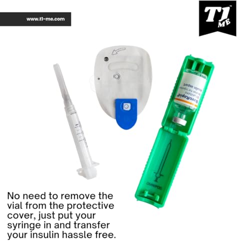 Omnipod T1me Vial Syringe Insulin Filling Support, Insulin transfer device for Type 1 Type 2 diabetes, Bottle Protector Case, Vial Holder (green)