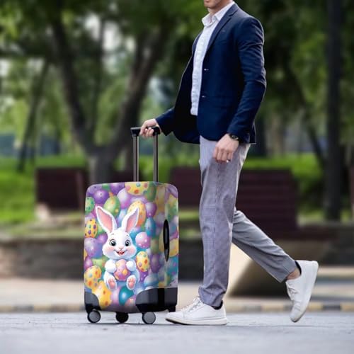 Image of Mumeson Rabbit Easter Egg Travel Luggage Cover for Women Fits 18-32 Inch Luggage Suitcase Protector Luggage Protective Stain Resistant Baggage Gear Covers Dust Cover (L)