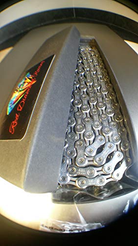 Image of Saves 16.51 watts at 30 mph Compared to New Stock Chain. Patent Pending Polished Racing Chain CN-HG901-11, 200,000 grit, Ultra-Light, Synthetic Racing Lubricant. Test Results at reddiamondracing.com