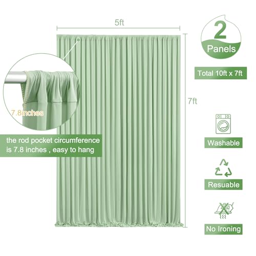 10ft x 7ft Sage Green Backdrop Curtain for Wedding Baby Shower Wrinkle Free Backdrop Drapes Panels for Parties Bridal Shower Birthday Photo Photography Polyester Fabric Background Decoration by Suppromo - Image 5