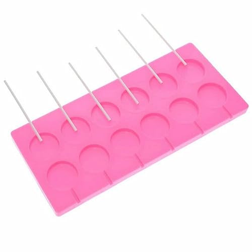AIMALL Round Silicone Lollipop Mould, 12-Capacity Candy Mold with Sticks Set for DIY Hard Candy, Cake Pops, Chocolate, and Suckers, Food-Grade Non-Stick Silicone
