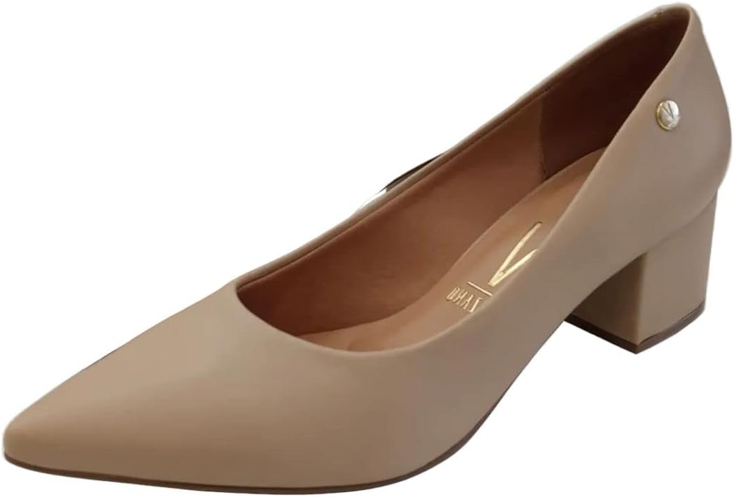 Scarpin Feminino Salto Bloco Pelica Creme Vizzano 1220.315 Scarpin Feminino Salto Bloco Pelica Creme Vizzano 1220.315